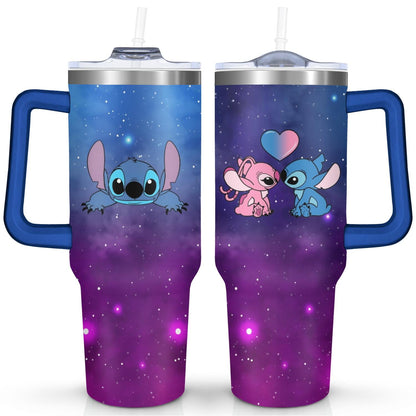 Pure Buddy - 40oz Cartoon Movie Stainless Steel Tumbler with Lid and Straw,Spill Proof Cartoon Travel Cup for Cartoon Lovers Double Wall Vacuum Insulated Coffee Mug with Handle Pink