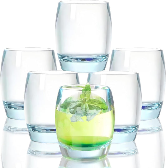 8 Oz Set of 6 Plastic Drinking Glasses Dishwasher Safe BPA Free Unbreakable Juice Glasses for Kids Shatterproof Wine Water Glasses Acrylic Tumblers (Light Blue)