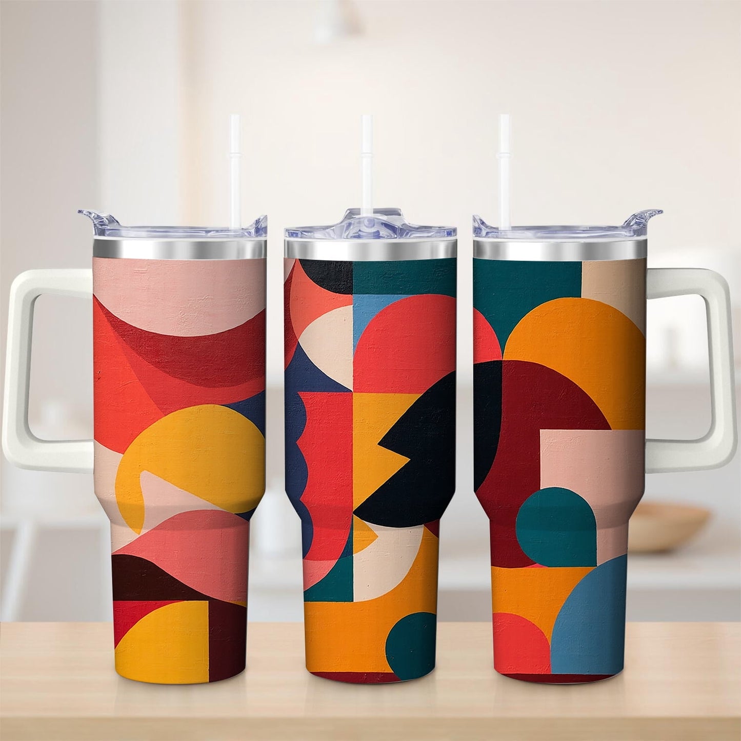 Pure Buddy - Abstract Colorful Shapes Stainless Steel Tumbler, 30oz