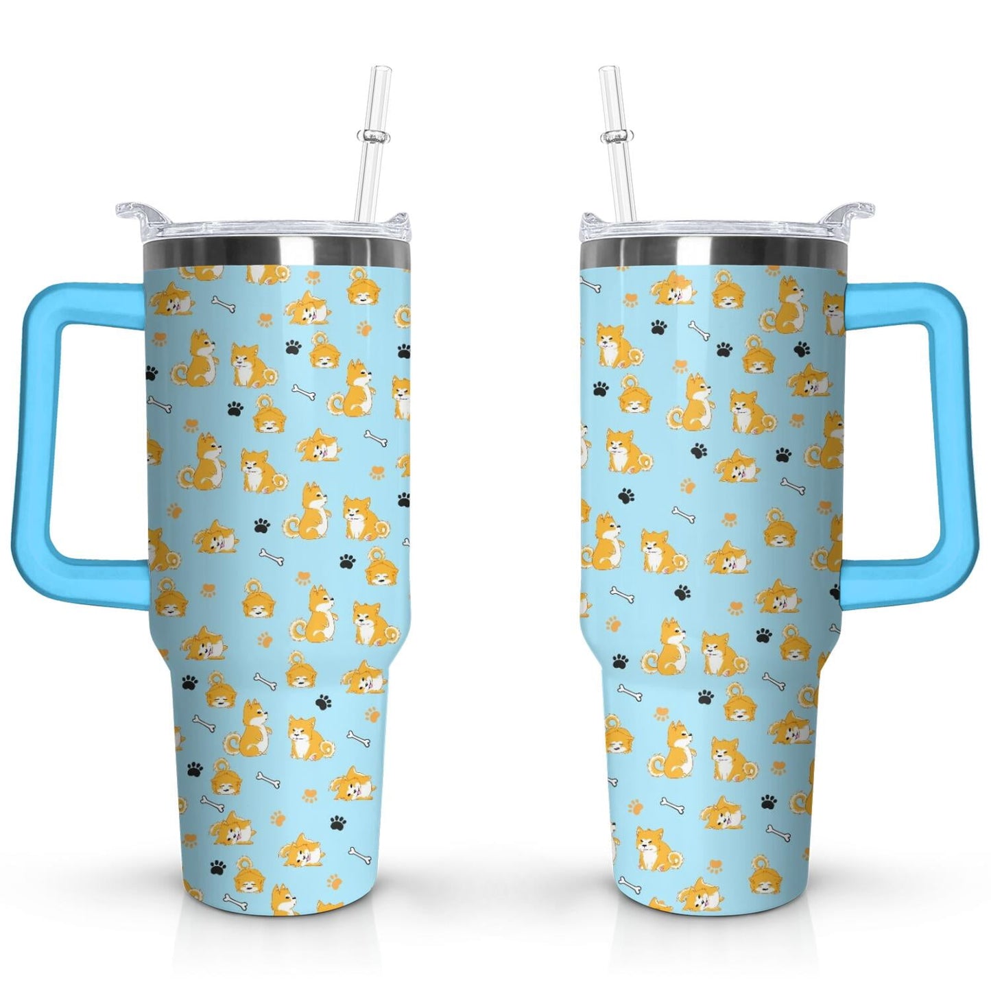 Pure Buddy - Gift for Dog Lovers Cute Dog Tumbler for Women - 40oz Dog Tumblers with Handle Straw and Lid Tumbler Cup Travel Coffee Mug