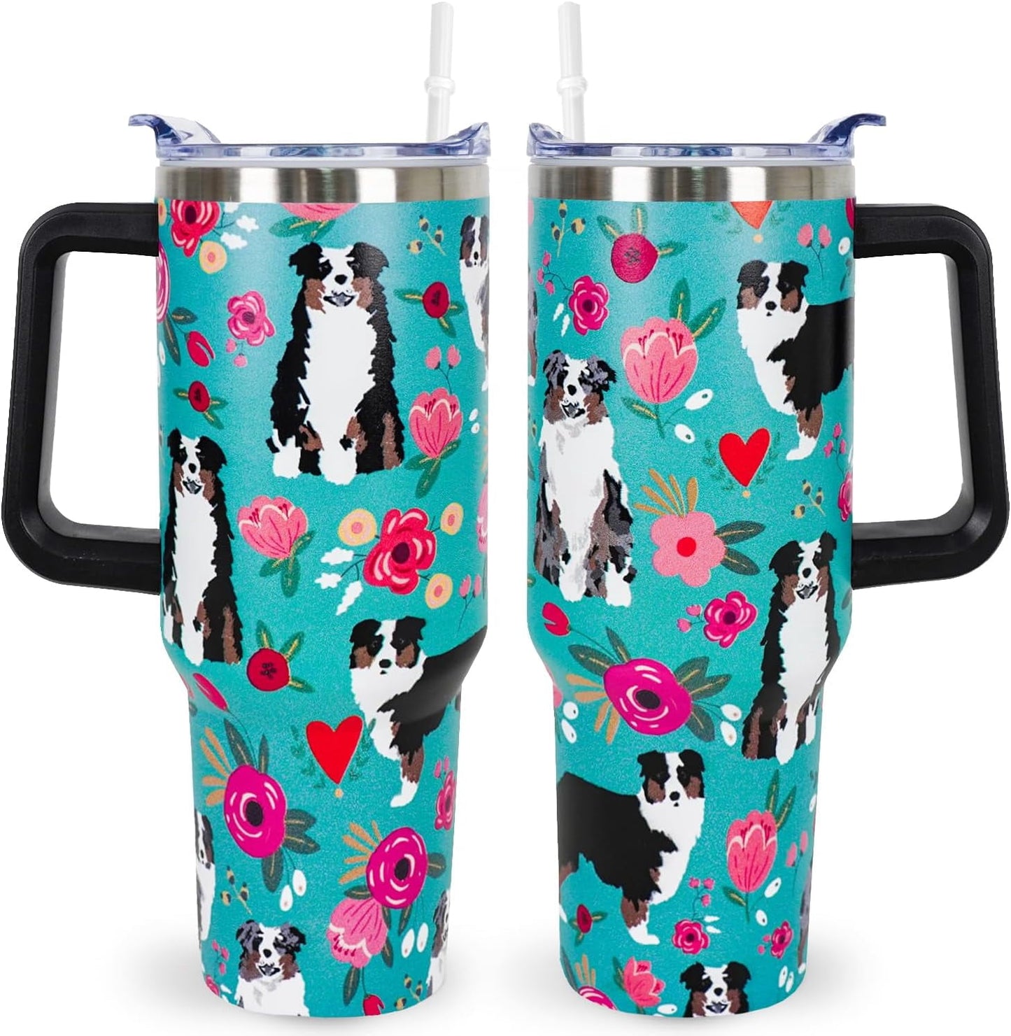 Pure Buddy - Pitbull Gifts Dog Tumbler Cup for Women Men 40oz Stainless Steel Insulated Travel Mug with Lid and Straw