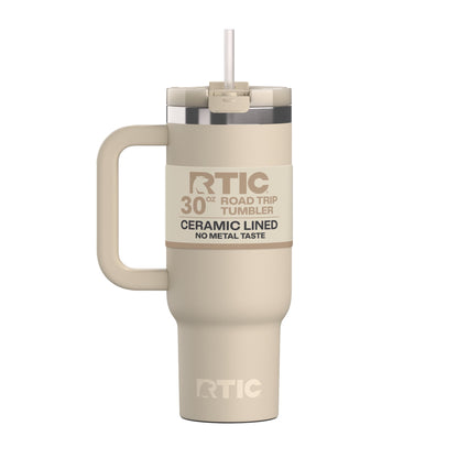 Pure Buddy - RTIC 30 oz Ceramic Lined Road Trip Tumbler with Handle and Leak-Resistant Straw Lid, Plum