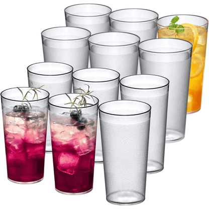 Pure Buddy - Ruseen 12 Piece Unbreakable Plastic Tumblers Drinkware Bpa Free Reusable Plastic Drinking Glasses For Home Outdoors  Stackable Lead Free Dishwasher Safe 16Oz