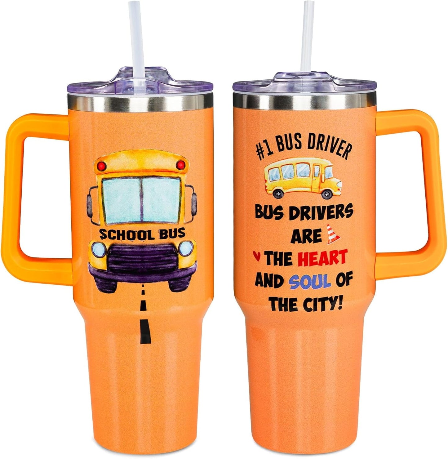 Pure Buddy - Christmas Gifts for Bus Drivers, School Bus Driver Tumbler 40 OZ, School Bus Driver Gifts, Bus Driver Appreciation Gifts, Back to School Gifts for Men Women, Bus Driver Travel Coffee Mug, Driver Cup