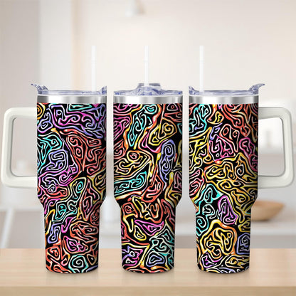 Pure Buddy - Vibrant Abstract Pattern Stainless Steel Tumbler, 40oz